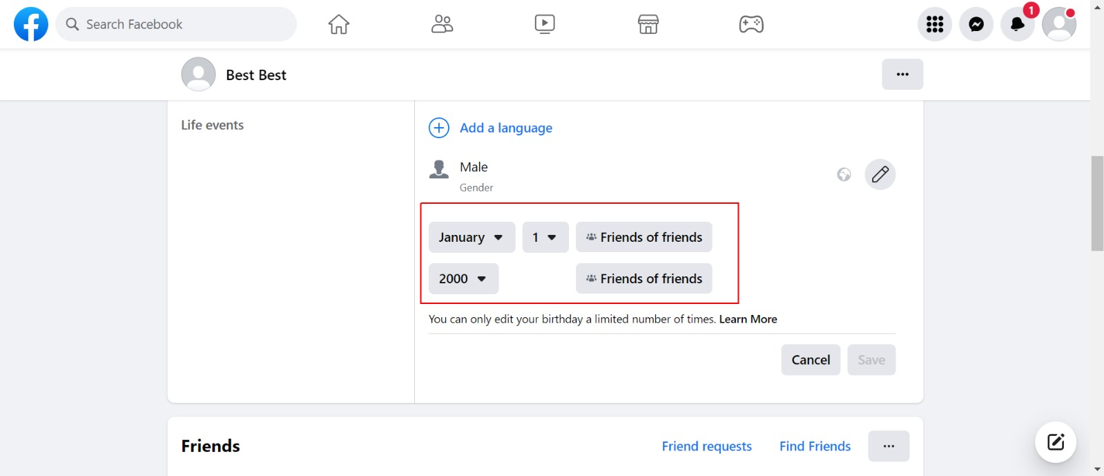 how to change your birthday on Facebook