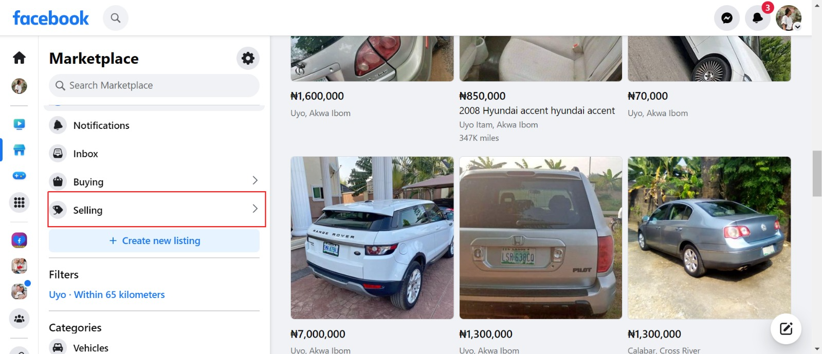 Sell Cars on Marketplace Using Computer Devices 