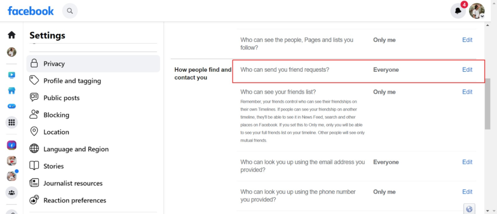 Settings Privacy Facebook- How to hide friend list 
